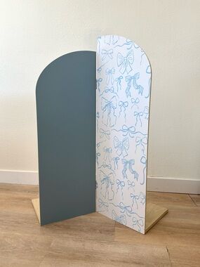NEW 42”H Arched Wood Party Backdrop - “Baby Blue & Bows” PROMO PRICE TIL 9/30